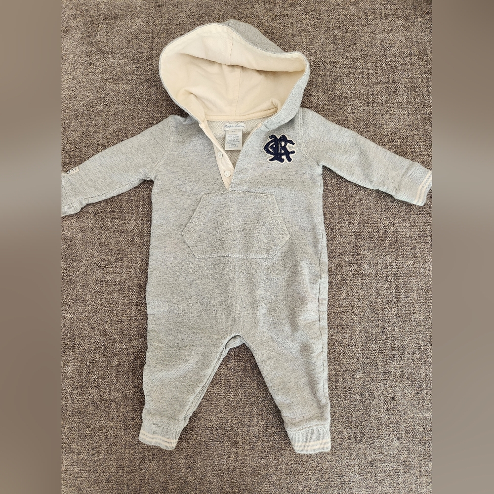 Ralph Lauren Gray and Cream Hooded One-Piece